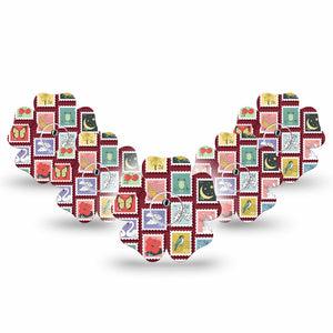 ExpressionMed Postage Stamp Freestyle Libre 3 and Libre 3 Plus Flower, 5-Pack Tape and 5-Pack Sticker Animals and floral postage Waterproof Plaster for Continuous Glucose Monitor