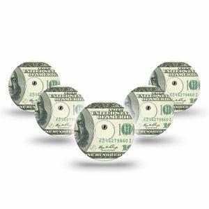 ExpressionMed Feeling $100 Freestyle Libre 3 and Libre 3 Plus Tape 5-Pack Tape and 5-Pack Sticker Red White Blue Stars, Adhesive Tape Continuous Glucose Monitor Design