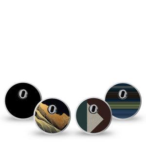 ExpressionMed Active Black Freestyle Libre 3 and Libre 3 Plus Sticker, 4-Pack Sticker Cool geometric mountain and prints Vinyl Decoration for CGM