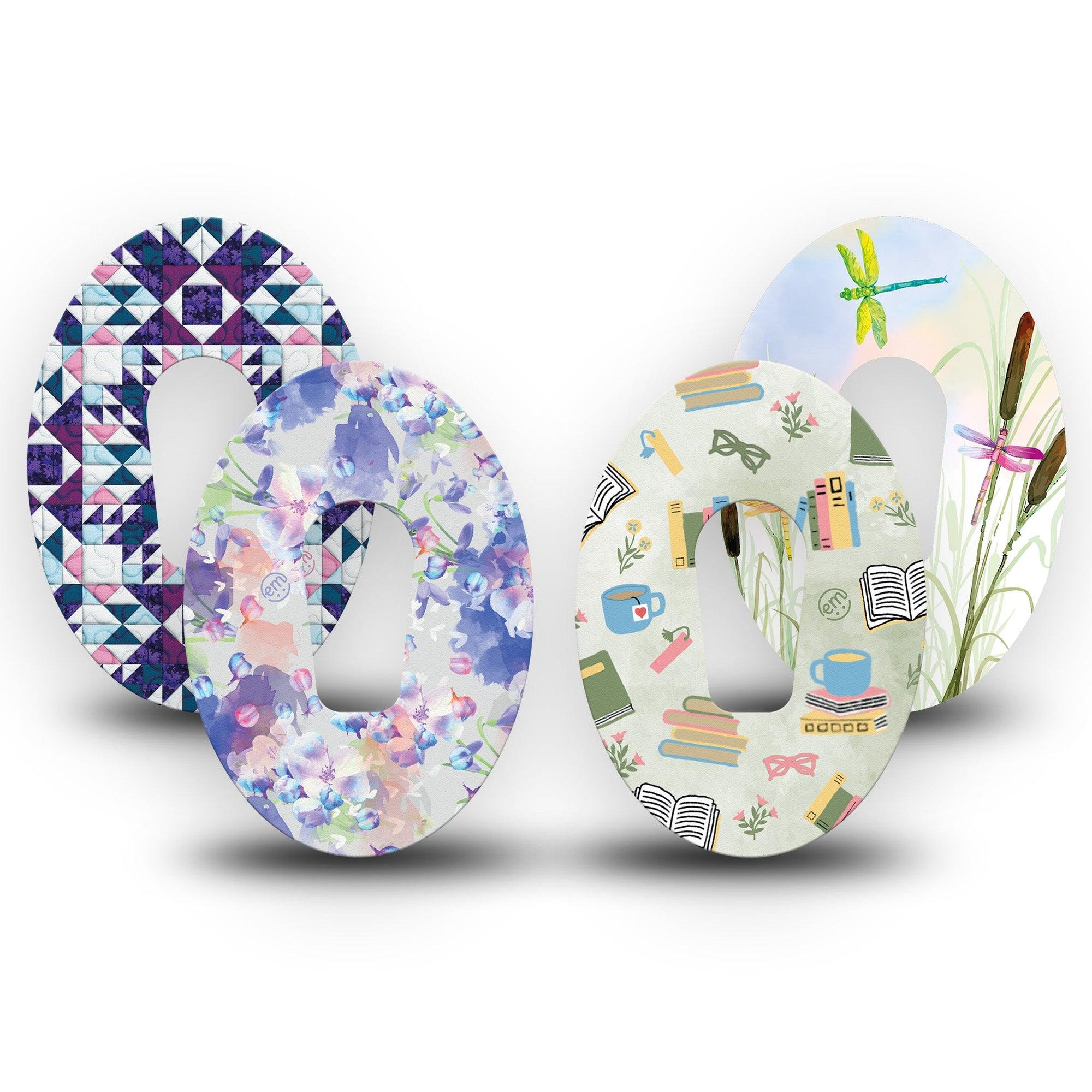 ExpressionMed Cozy Dreams Variety Pack Dexcom G6 Tape 4-Pack Tape Variety Readers' Paradise Inspired, Plaster CGM Design