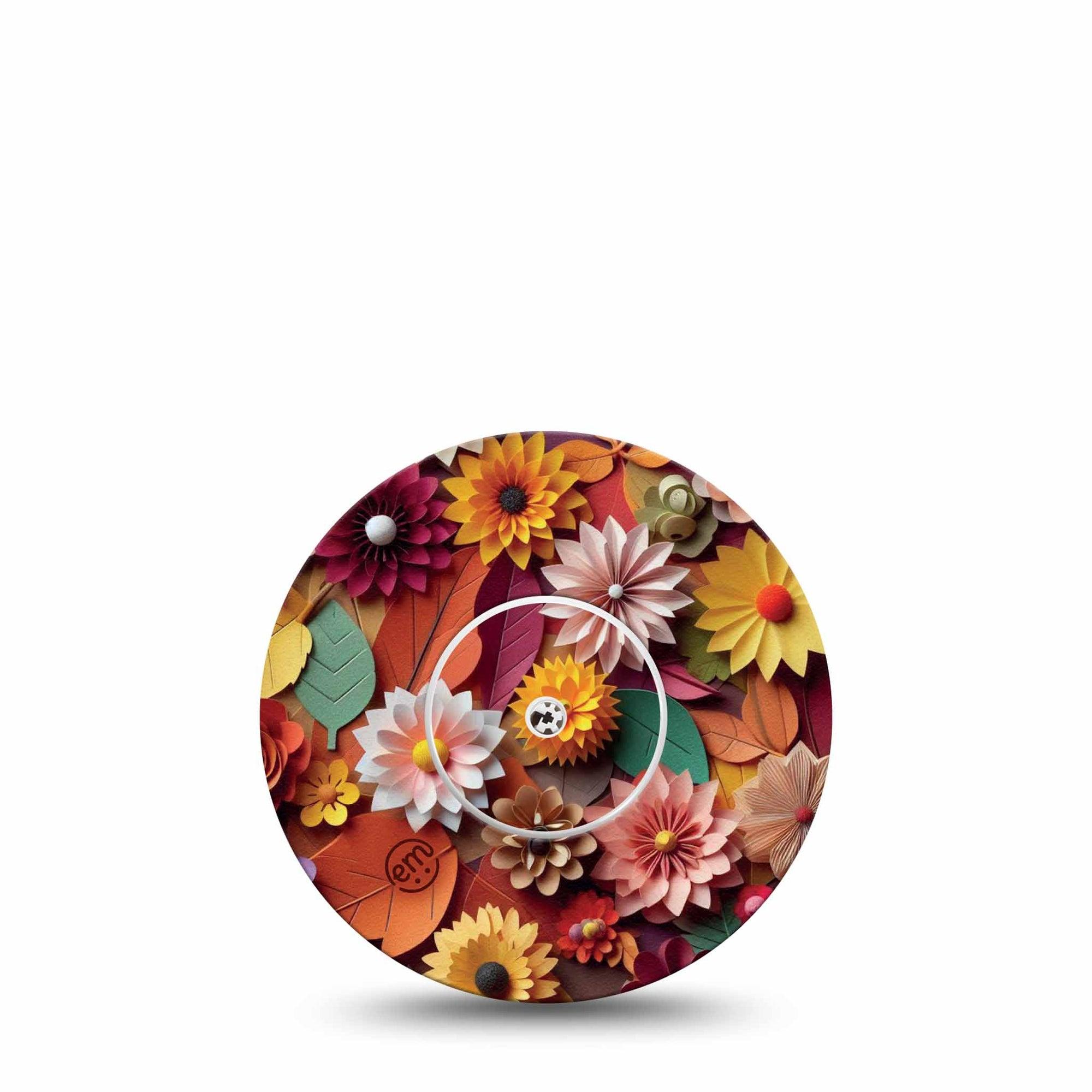 ExpressionMed 3D Floral Freestyle Libre Sticker and Tape, Abbott Lingo,  Autumn Palette 3D Foliage Art Piece, Adhesive Sticker and Tape Design Continuous Glucose Monitor Design