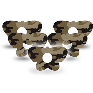 ExpressionMed Camo Freestyle Libre 3 and Libre 3 Plus Butterfly Shape Tape 5-Pack Tape Tactical Gray Overlay Tape CGM Design