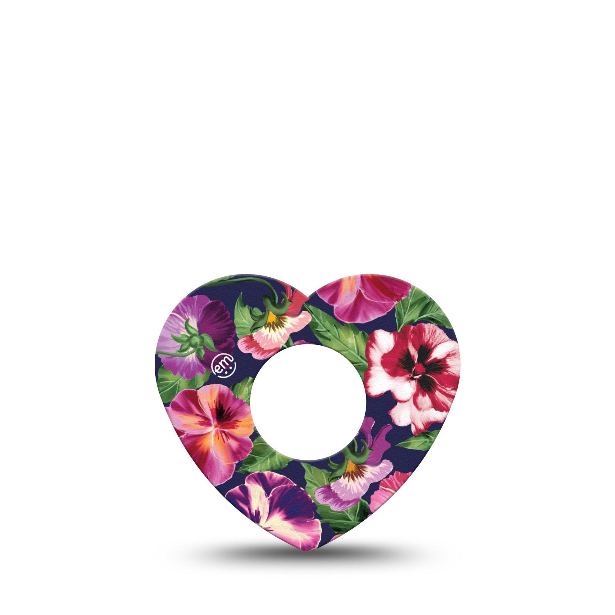 ExpressionMed Flower Girl Pansies Infusion Set Heart Shape Tape 5-Pack Tape Winter Floral Pansy, Adhesive Tape Continuous Glucose Monitor Design
