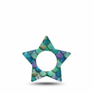 ExpressionMed Mermaid Scales Freestyle Libre, Libre 2 Plus, and Abbott Lingo Star, Single Tape shiny scale graphic Decorative Patch for CGM