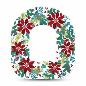 ExpressionMed Christmas Wreath Omnipod Tape Single Tape Happy Holidays Themed Wreath, Adhesive Patch Pump Design