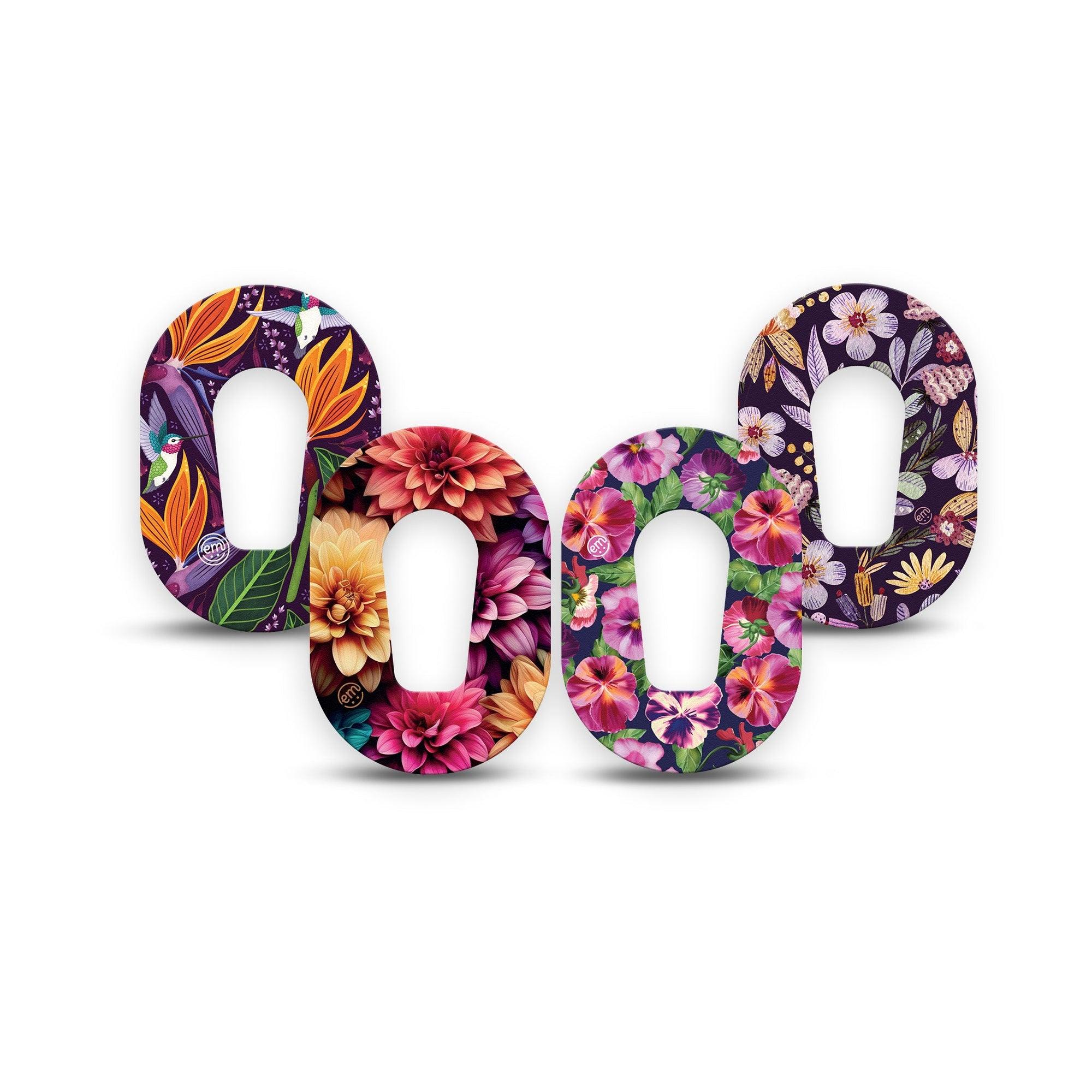ExpressionMed Enchanted Violets Variety Pack Dexcom G6 Mini Tape 4-Pack Tape Variety Deep Purple Floral Designs, Adhesive Tape CGM Design