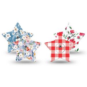 ExpressionMed Liberty Blooms Freestyle Libre 3 and Libre 3 Plus Star, tape and sticker  patriotic botanical design Overlay Tape for CGM