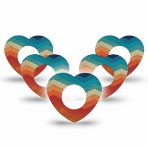 ExpressionMed Retro Winter Coat Freestyle Libre 2 and Libre 2 Plus Heart Shape Tape, Abbott Lingo, 5-Pack Tape Retro Print, Adhesive Patch CGM Design