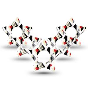ExpressionMed Playing Cards Infusion Set Star Shape Tape 10-Pack Tape Fun Geometric Suites Pattern, Fixing Ring Patch Continuous Glucose Monitor Design
