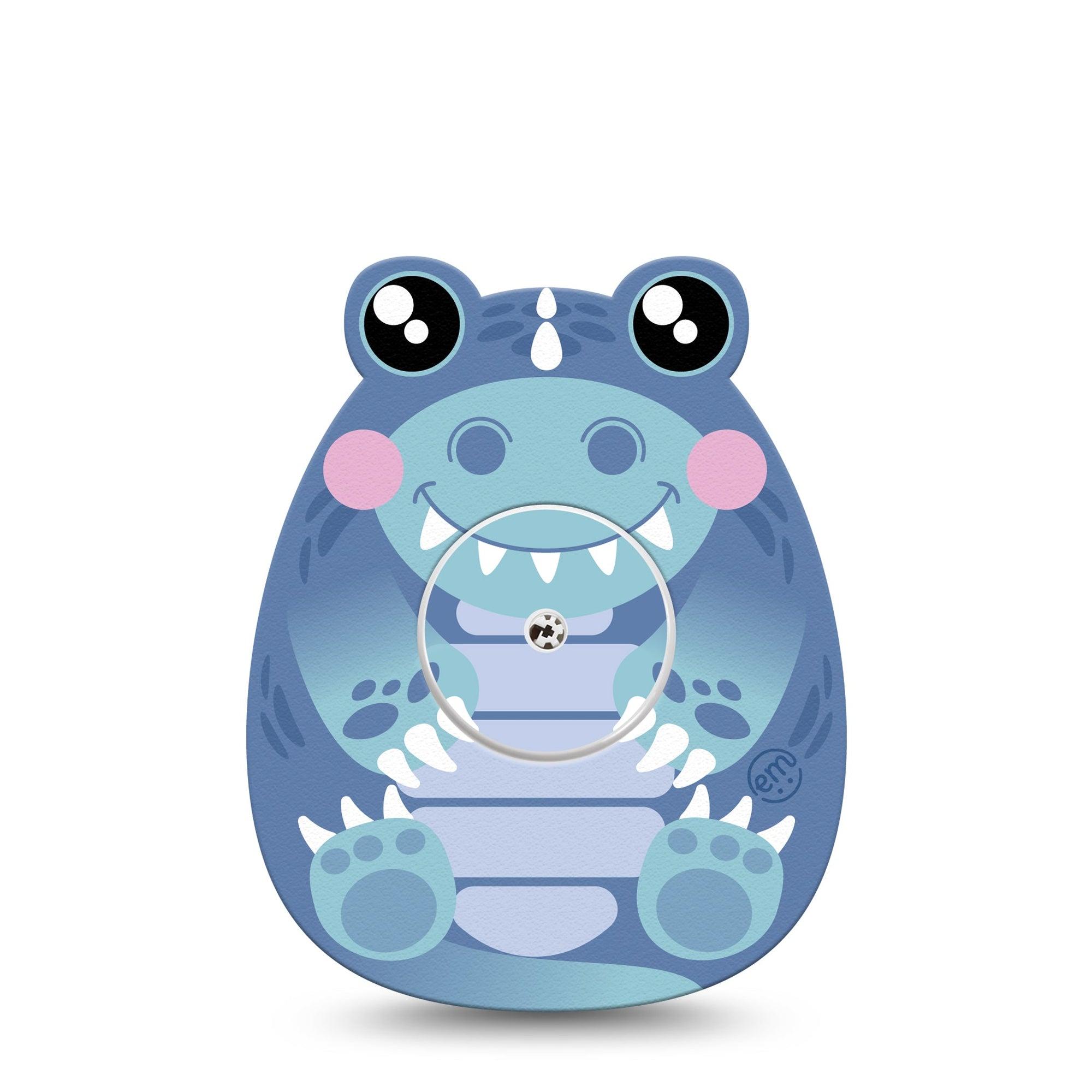 ExpressionMed Blue Dinosaur Freestyle Libre 2 Gumdrop Shape Tape, Abbott Lingo,  Single Tape and Single Sticker Soft Stuffed Animal Inspired Shape Patch CGM Design