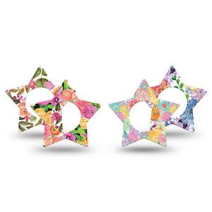 ExpressionMed Bloom Pop Freestyle Libre, Libre 2 Plus, and Abbott Lingo Star, 4-Pack Tape Vibrant flowers Sensor Cover for Continuous Glucose Monitor