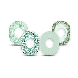 ExpressionMed Pistachio Whirl Variety Pack Dexcom G7 Mini Tape, Dexcom Stelo Glucose Biosensor System, 4-Pack Tape Variety, Pastel Minty Green Shades, Patch Continuous Glucose Monitor Design