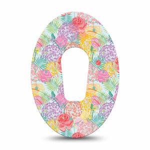 ExpressionMed Spring Flowers Dexcom G6, Single Tape Pastel bouquet Fixing Ring Tape for Continuous Glucose Monitor