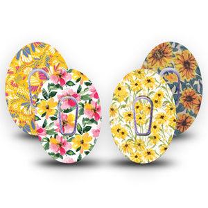 ExpressionMed Honey Glow Variety Pack Dexcom G6 Tape 4-Pack Tape and 4-Pack Sticker Variety Soothing Pastel Prints, Plaster Continuous Glucose Monitor Design