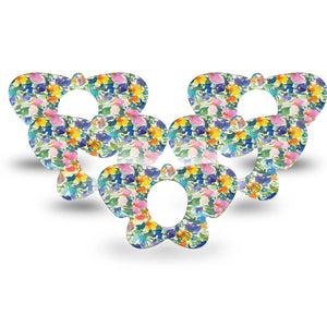 ExpressionMed Summer Fling Dexcom G7 Butterfly Shape Tape, Dexcom Stelo Glucose Biosensor System, 5-Pack Tape Watercolor Petal Garden, Adhesive Tape CGM Design