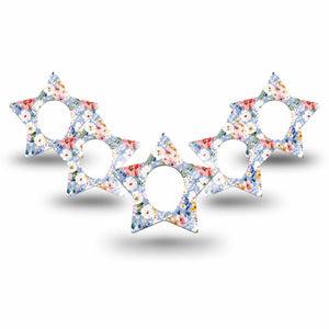 ExpressionMed Petal Breeze Dexcom G7 and Dexcom Stelo Glucose Biosensor System Star, 5-Pack Light color flowers Decorative Adhesive Tape for Continuous Glucose Monitor