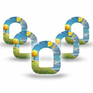 ExpressionMed Summer Kite Omnipod Mini Tape, 5-Pack Tape Happy Sun Kite, Adhesive Tape Pump Design