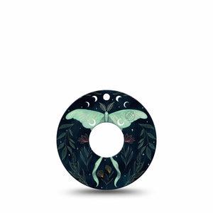ExpressionMed Luna Moth Freestyle Libre 3 and Libre 3 Plus Tape Single Tape Luna Cosmic Moth, Adhesive Tape Continuous Glucose Monitor Design