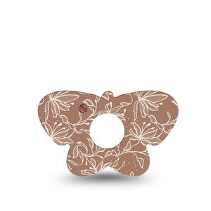 ExpressionMed Mocha Mousse Lace Freestyle Libre 3 and Libre 3 Plus Butterfly Shape Tape, Single Tape Pantone Brown 2025, Overlay Patch CGM Design