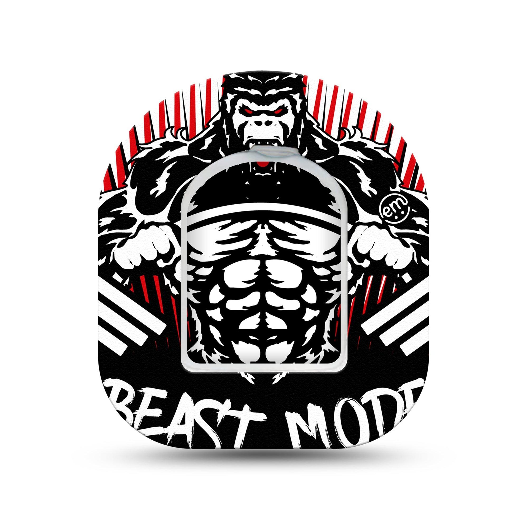 ExpressionMed Beast Mode Omnipod Surface Center Sticker and Mini Tape Aggressive Mode Themed Vinyl Sticker and Tape Design Pump Design