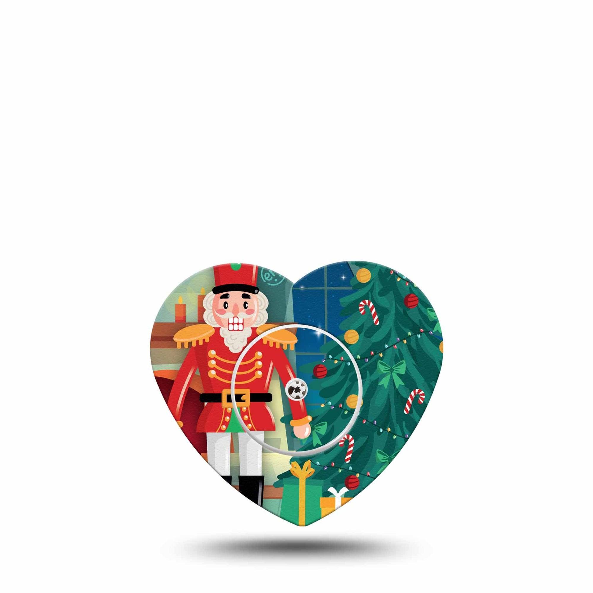 ExpressionMed Nutcracker Freestyle Libre 2 Heart Shape Tape, Abbott Lingo,  Single Tape and Single Sticker Classical Christmas Toy Soldier Guy, Adhesive Patch CGM Design