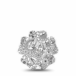 ExpressionMed Color Me Flower Freestyle Libre 2 and Libre 2 Plus Flower Shape Tape, Abbott Lingo, Single Tape and Single Sticker Artistic Petals Plaster CGM Design