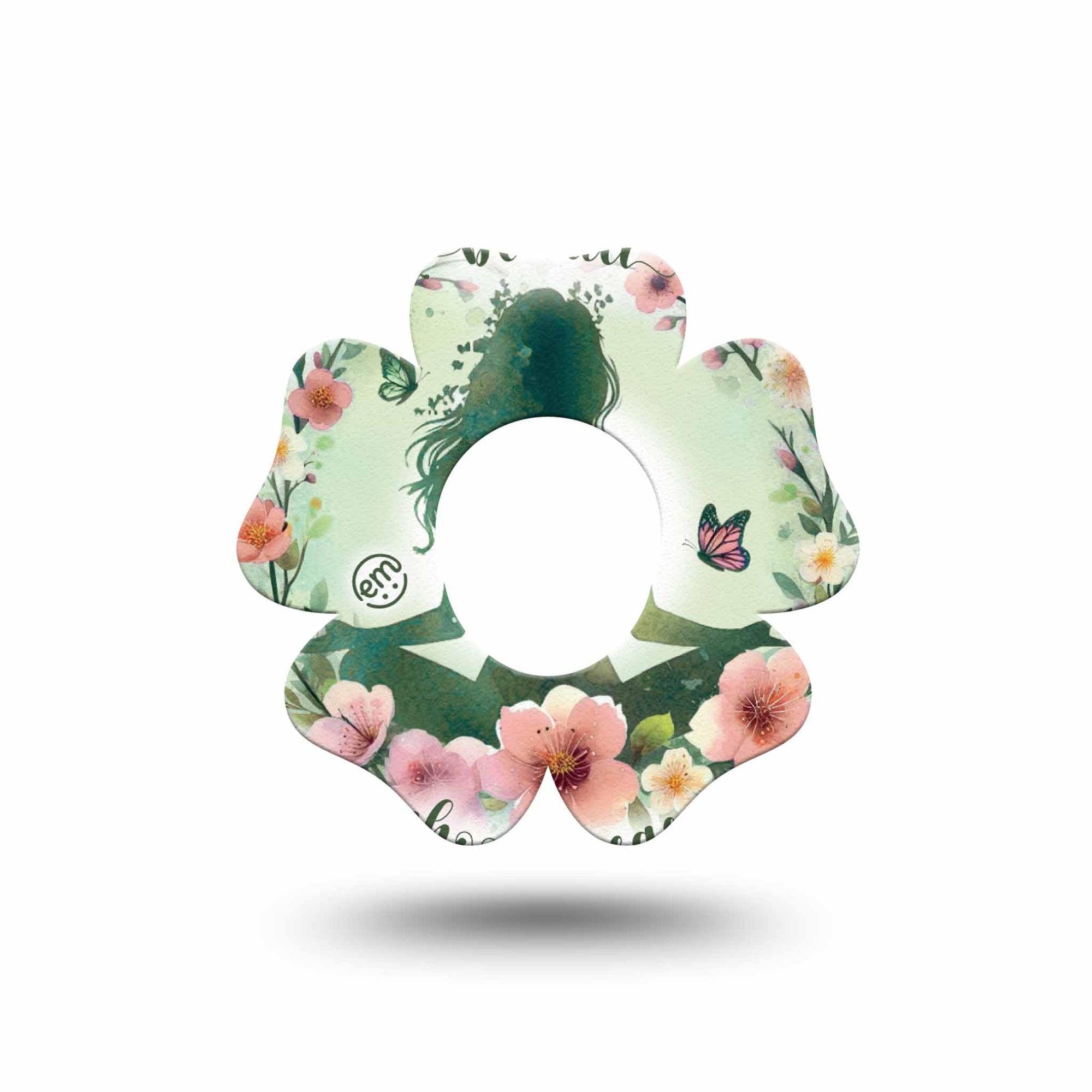 ExpressionMed Meditation Dexcom G7 Flower Shape Tape, Dexcom Stelo Glucose Biosensor System, Single Tape Quietness Floral Mediating, Adhesive Tape CGM Design