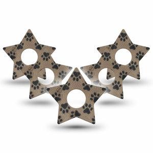 ExpressionMed Fuzzy Pawprints Freestyle Libre 3 and Libre 3 Plus Star, 5-Pack Woolly paws Decorative Patch for Continuous Glucose Monitor