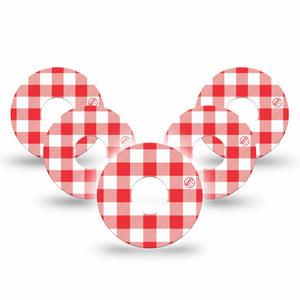 ExpressionMed Red Gingham Freestyle Libre 3 and Libre 3 Plus, 5-Pack vintage picnic plaid Sensor Decoration for CGM