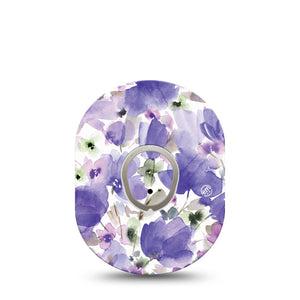 ExpressionMed Italian Blooms Dexcom G7 Tape, Dexcom Stelo Glucose Biosensor System,  Single Tape and Single Sticker Dreamy Watercolor Purple Flowers Overlay Tape Continuous Glucose Monitor Design