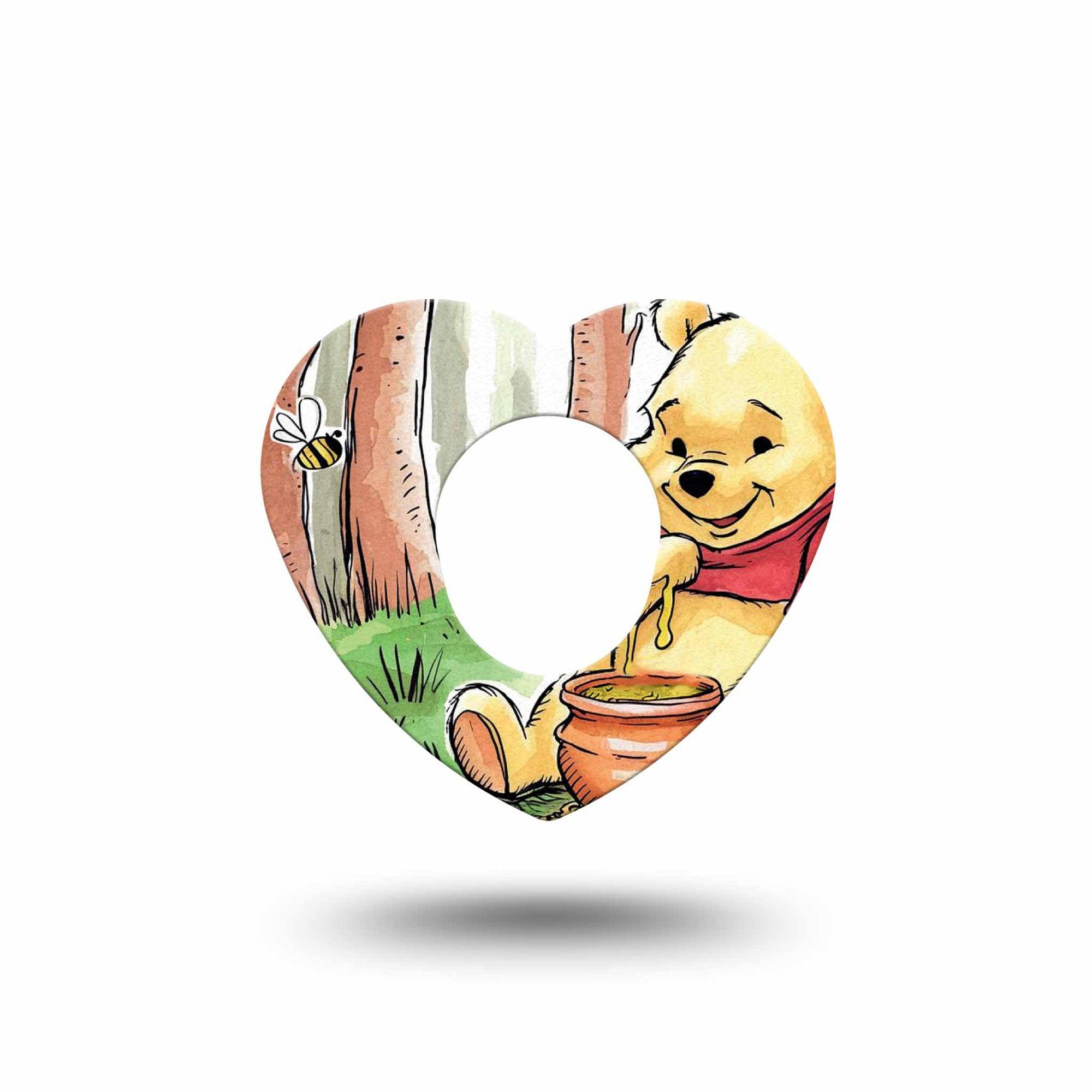 ExpressionMed Winnie the Pooh Dexcom G6 Heart Shape Tape Single Storybook Winnie the Pooh Inspired Overlay Tape Continuous Glucose Monitor Design