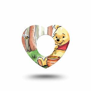 ExpressionMed Winnie the Pooh Dexcom G6 Heart Shape Tape Single Storybook Winnie the Pooh Inspired Overlay Tape Continuous Glucose Monitor Design