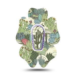 ExpressionMed Cactus Dexcom G6 Flower Shape Tape Single Tape and Single Sticker Desert Life Cactus Iguana, Adhesive Patch Continuous Glucose Monitor Design