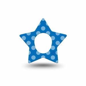 ExpressionMed Blue Polka Dots Dexcom G7 Star Shape Tape, Dexcom Stelo Glucose Biosensor System, Single Tape Blue Dots Classic, Overlay Patch CGM Design