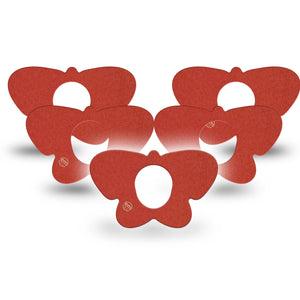 ExpressionMed Cherry Red Dexcom G7 Butterfly Shape Tape, Dexcom Stelo Glucose Biosensor System, 5-Pack Tape Basic Color, Adhesive Tape CGM Design