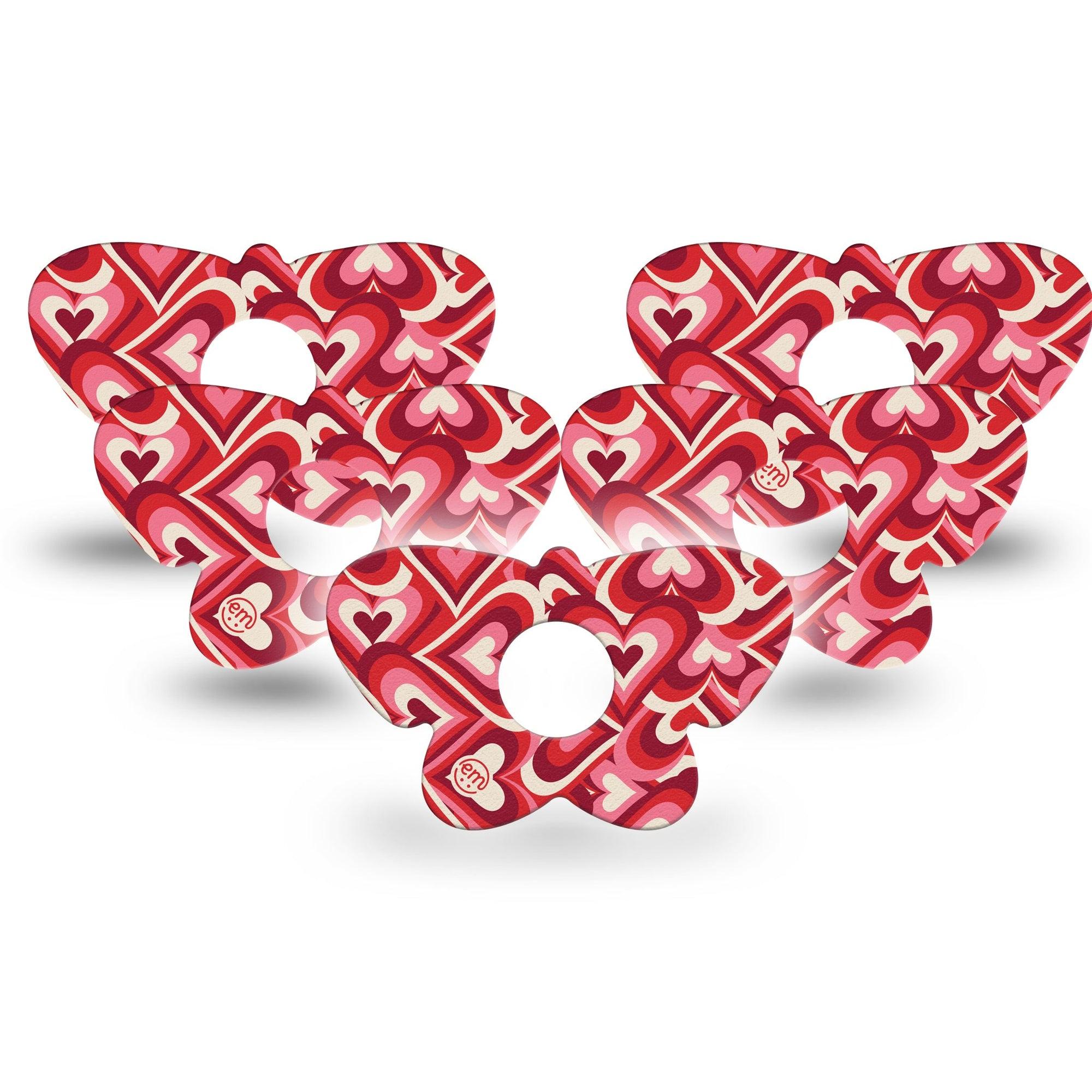 ExpressionMed Valentine Hearts Freestyle Libre 3 Butterfly Shape Tape 5-Pack Tape Heart Gradient Inspired, Overlay Patch CGM Design