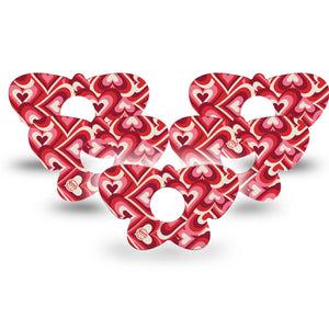 ExpressionMed Valentine Hearts Freestyle Libre 3 Butterfly Shape Tape 5-Pack Tape Heart Gradient Inspired, Overlay Patch CGM Design
