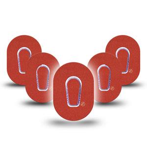 ExpressionMed Cherry Red Dexcom G6 Mini Tape, 5-Pack Tape and 5-Pack Sticker Cherie Red, Adhesive Tape CGM Design