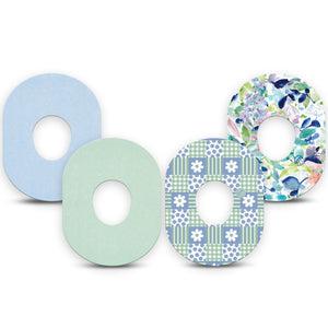 ExpressionMed Soft Balance Dexcom G7 and Dexcom Stelo Glucose Biosensor System, 4-Pack Tape Solid and floral mix Fixing Ring Tape for Continuous Glucose Monitor