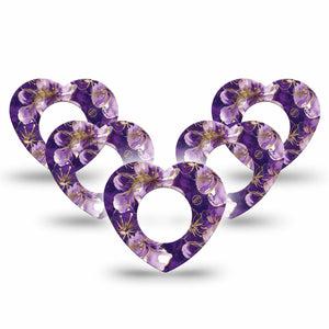 ExpressionMed Plum Gold Freestyle Libre, Libre 2 Plus, and Abbott Lingo Heart, 5-Pack Delicate florals Adhesive Tape for Continuous Glucose Monitor