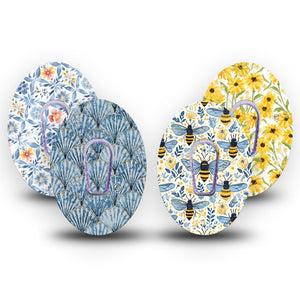 ExpressionMed Sunny Coast Dexcom G6, tape and sticker  Spring bees and shells Waterproof Plaster for Continuous Glucose Monitor