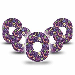 ExpressionMed Neon Skulls Dexcom G7 Tape, Dexcom Stelo Glucose Biosensor System, 5-Pack Tape Art Skulls Stars, Overlay Tape CGM Design