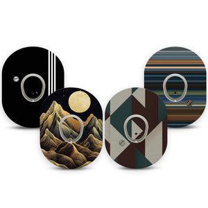 ExpressionMed Active Black Dexcom G7 and Dexcom Stelo Glucose Biosensor System, tape and sticker  Dark and muted patterns Decorative Decal for CGM
