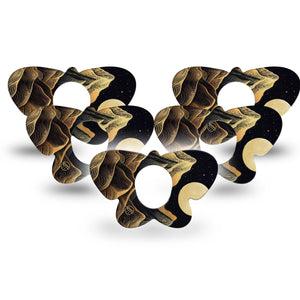 ExpressionMed Black Mountain Dexcom G7 Butterfly Shape Tape, Dexcom Stelo Glucose Biosensor System, 5-Pack Tape Line Drawn Mountaintops, Adhesive Tape CGM Design