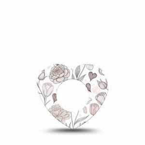 ExpressionMed Minimalist Botanical Freestyle Libre, Libre 2 Plus, and Abbott Lingo Heart, Single Tape Clean plant linework Overlay Tape for CGM