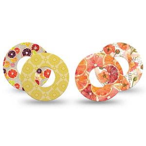 ExpressionMed Citrus Crush Freestyle Libre, Libre 2 Plus, and Abbott Lingo, 4-Pack Tape citrus inspired design Decorative Patch for Continuous Glucose Monitor