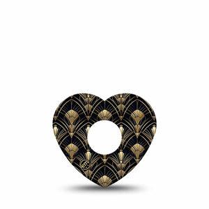 ExpressionMed Midnight Deco Freestyle Libre 3 and Libre 3 Plus Heart, Single Tape Black gold art deco Vinyl Decoration for CGM