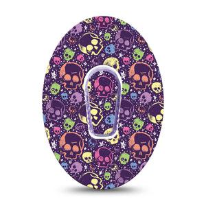 ExpressionMed Neon Skulls Dexcom G6 Sticker and Tape  Fluorescent Colorful Skulls, Vinyl Sticker and Tape Design CGM Design