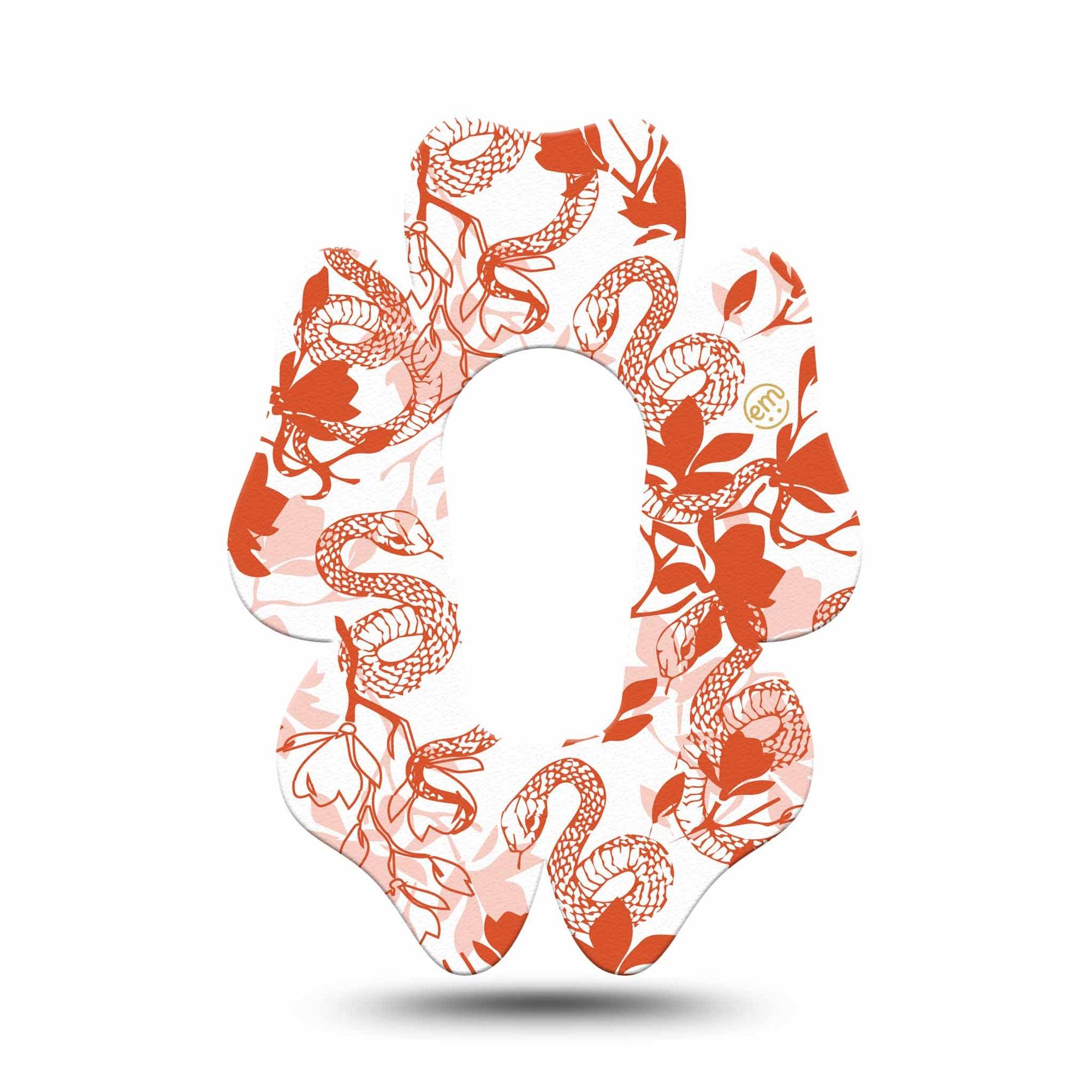 ExpressionMed Lava Coil Floral Dexcom G6 Flower Shape Tape Single Tape Orange Ophidian Flowers, Adhesive Patch Continuous Glucose Monitor Design