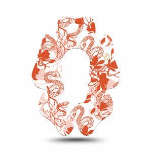 ExpressionMed Lava Coil Floral Dexcom G6 Flower Shape Tape Single Tape Orange Ophidian Flowers, Adhesive Patch Continuous Glucose Monitor Design